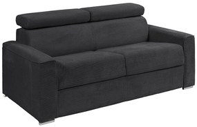 Kanapa 4 osobowa rozkładana typu express z szarego sztruksu - Miejsce do spania z szerokimi listewkami 160 cm - Materac 22 cm - VIZIR