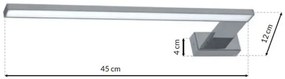 Srebrny kinkiet LED łazienkowy prawostronny - N016-Faggi 45x12x4 cm