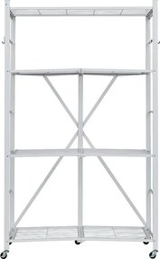 Półka Składana SucceBuy 4-Poziomowy Regał Składany, 91 x 53 x 152 cm, Solidna Metalowa Rama, Udźwig Statyczny 340 kg i Udźwig Dynamiczny 90,7 kg, Idealny do Garażu