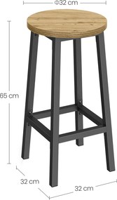 Stołek barowy hoker 65 cm Faro 032 loftowy, dąb artisan