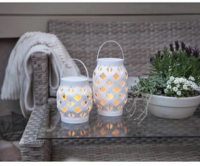 Biały lampion Star Trading Flame Lantern, wys. 23 cm