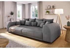 Ciemnoszara sztruksowa rozkładana sofa 310 cm Vanessa – Ropez