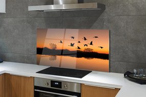 Szkło do Kuchni na Ścianę Lot Ptaków o Zachodzie Słońca