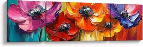 Obraz - Pięć kolorowych kwiatów (170x50 cm)