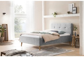 Jasnoszare tapicerowane łóżko dwuosobowe 140x200 cm Smart – Meise Möbel