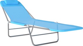 Outsunny Składany leżak ogrodowy z poduszką, 5-pozycyjne regulowane oparcie do 120 kg niebieski | Aosom PL