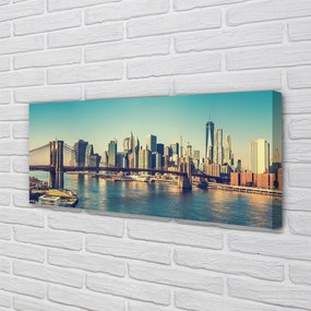 Fotoobraz na płótnie Rzeczna Panorama z Mostem