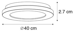 Nowoczesna lampa sufitowa czarna 40cm z wbudowanym LED, 3-stopniowy ściemniacz IP44 - Steve Nowoczesny Oswietlenie wewnetrzne