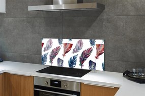 Szkło do Kuchni na Ścianę Detal Kolorowych Piór