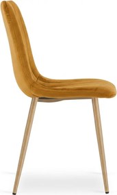 Musztardowe welurowe krzesło LAVA