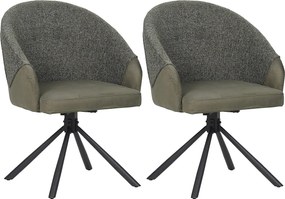 Krzesła do jadalni zestaw 2 szt. - tkanina i metal - zielony - LAZAR