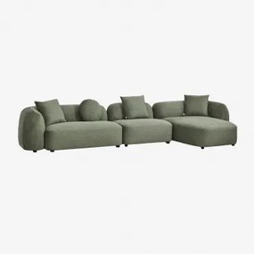 Sofa Modułowy Z Prawym Szezlongiem, 3-częściowy, Z Tkaniny Chenilla Coco Szenila Szałwiowa Zieleń - Sklum