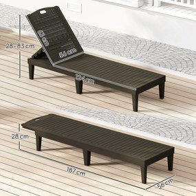Zestaw 2 leżaków ogrodowych Outsunny, wodoodporny, z 4-stopniową regulacją oparcia, udźwig do 120 kg, czarny