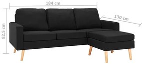 3-osobowa czarna sofa z podnóżkiem - Muria 4Q