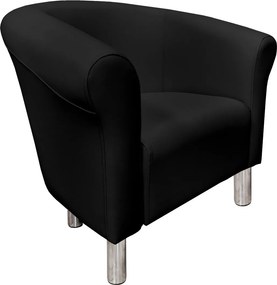 Fotel Milo tkanina Eko-skóra elegancki fotel do salonu i gabinetu : Kolor nogi - Chrom, Kolor tkaniny - EKO-SKÓRA - 1D, Wysokość nogi - 15 cm