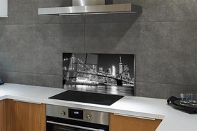 Panel szklany do Kuchni Nocna Panorama Mostu i Miasta