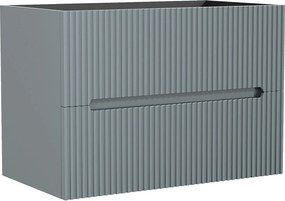 Podwieszana szafka umywalkowa prążkowana błękitna - 80 cm - PAVANI