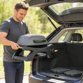 Outsunny Grill gazowy 3,3 kW Stołowy grill z 1 palnikiem składane boczne stoliki ruszty żeliwne wyjmowana taca na tłuszcz | Aosom PL