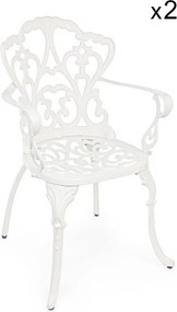 Zestaw 2 białych krzeseł aluminiowych z podłokietnikami - VICTORIA