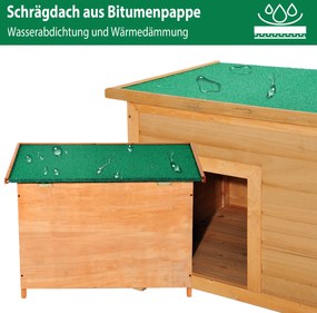 PawHut Buda dla psa Domek drewniany Legowisko Żółto-zielony 82x58x58cm Odporny na warunki atmosferyczne | Aosom PL