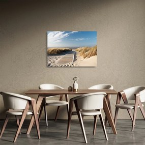 Obraz na szkle - Piaszczysta plaża na wyspie Langeoog, Niemcy (70x50 cm)