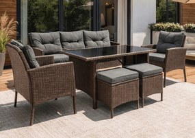 Zestaw mebli ogrodowych ze stołem obiadowym Atlanta, brązowy