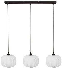 Lampa sufitowa ze szkła i metalu 3 klosze - szer. 99 x wys. 128 cm - Czarny i biały - GLENORA