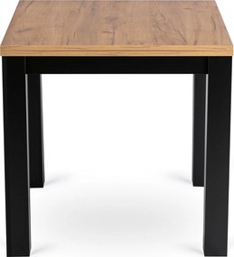 Zestaw Stół Kwadratowy Rozkładany MAX 80-160 cm Dąb Craft/Czarny i 4 Krzesła ROBIN Czarne Welurowe