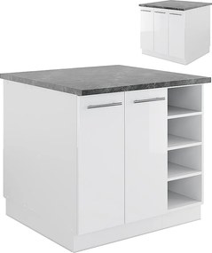 Wyspa kuchenna biały wysoki połysk/biały 90x60x82 fame-line