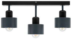 Antracytowo-czarna lampa sufitowa, trzypunktowy spot DAN50x7SC z drewn