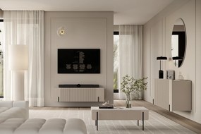 Stolik kawowy z szufladami Malmi 100 cm - kaszmir / crema bianca / czarne nóżki