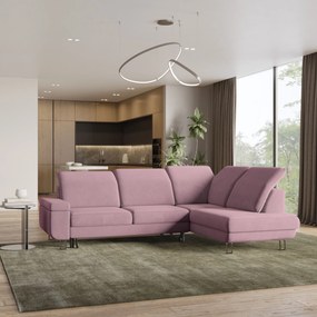 Masseno Narożnik LERMA z funkcją spania i pojemnikiem na pościel Narozniki L, Rozkładana sofa - Wrzosowy, MONOLITH 62