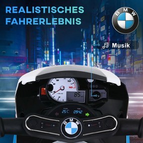 HOMCOM Elektryczny motocykl dla dzieci BMW S1000RR 6V z reflektorem i muzyką 2,5 km/h dla dzieci 18–36 miesięcy Niebieski | Aosom PL