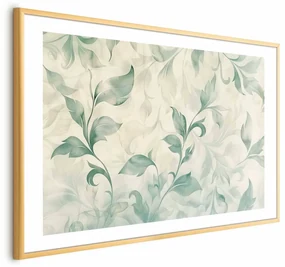 Plakat Akwarelowe listki 30 x 21 cm z ramą złotą i marginesem ARTGEIST B