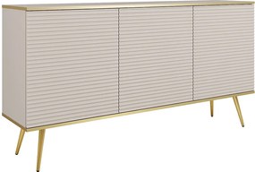 Komoda w stylu glamour w kolorze beżowym z nóżkami złotymi, 160 x 85 x 39