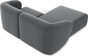 Szary aksamitny narożnik (lewostronny/z szezlongiem) Lani – Makamii