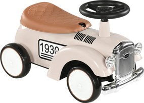 AIYAPLAY Dziecięce Auto do Pocierania, Design Vintage, Ukryty Schowek, System Antywywrotowy, Klakson, 12-36 Miesięcy, Kremowy