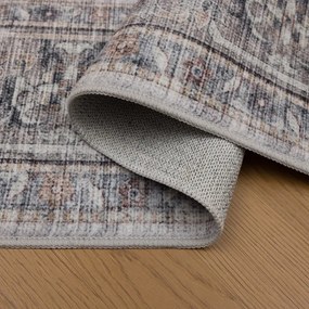 Dywan vintage INKA Klasyczny Medalion z Efektem Postarzenia Beżowo-Szary 80 cm x 250 cm