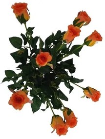 Sztuczna kwiat Róża pomarańczowa, 64 cm, 9 sztuk