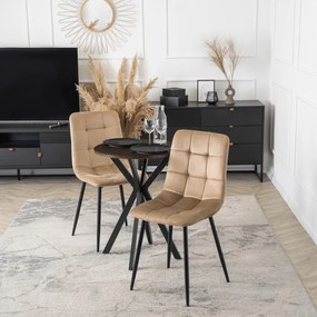 Stół Okrągły LAUREN 60 cm Orzech/Czarny Loft Nowoczesny