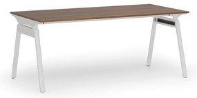 Biurko PRIMO SIGMA, 180x90 cm, biała podstawa, orzech
