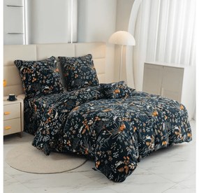 PrzytulneMieszkanie.pl PrzytulneMieszkanie.pl PrzytulneMieszkanie.pl Zestaw pościeli z mikropluszu THE FOX AND THE HARE ciemnozielony + prześcieradło z mikropluszu SOFT 90x200 cm białe, pojedyncze łóżko