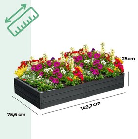 Prosperplast Podwyższona grządka WOODY 149x75,6x25cm, antracytowa