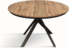 Okrągły stół z dębu rustykalnego, antracytowe metalowe nogi 120-170cm - PANTELLERIA