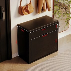 Szafka na buty z siedziskiem czarna do przedpokoju loft 60 cm