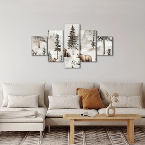 Obraz - Las z niedźwiedziami (125x70 cm)