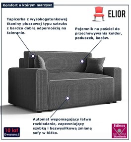 Szara tapicerowana sofa rozkładan L2-E52