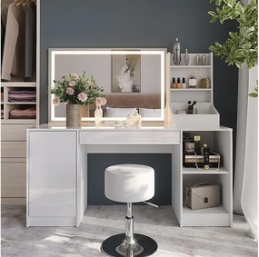 Stół do toalety biały/biały wysoki połysk 158.2x50.1x76 sherry