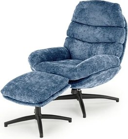 Fotel DARIO niebieski z podnóżkiem