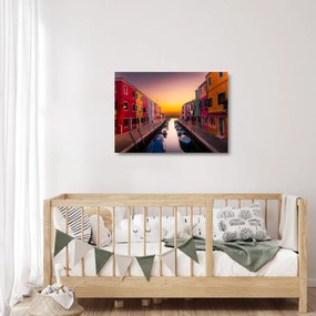 Obraz na szkle - Zachód słońca, wyspa Burano, Wenecja, Włochy (70x50 cm)